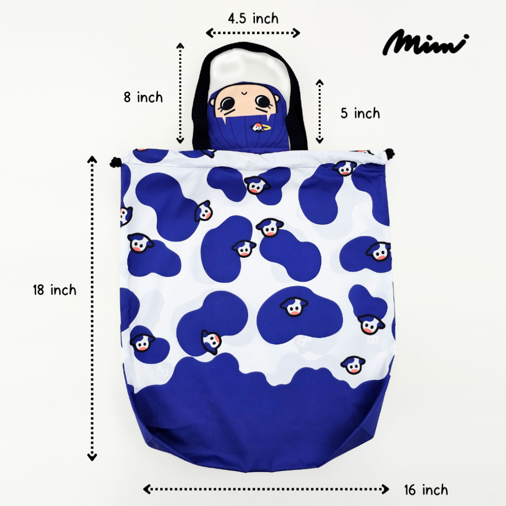 Mimi กระเป๋ากลมพับได้ Milky Moo Mimi สีฟ้า A9YKBU