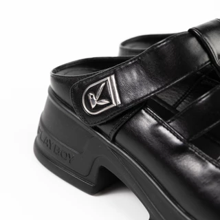 PLAYBOY รองเท้ามิวล์ (Mule) รหัส ST-H252C1209 ดีไซน์ทรงมิวล์(Mule)เปิดส้น ส้นหนาแต่งโลโก้ สีClassic blackและCreamy white