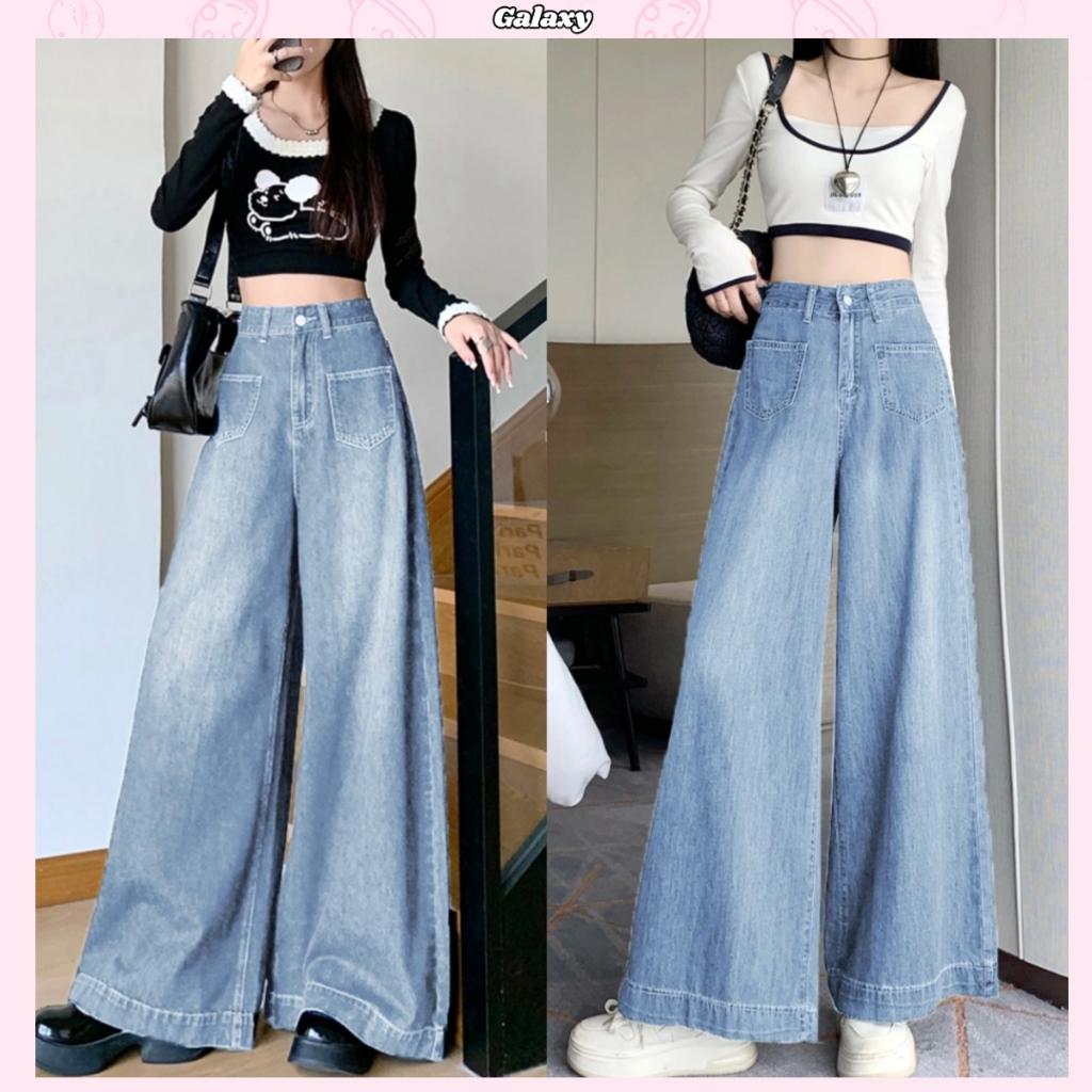 กางเกงยีนส์ผู้หญิง กางเกงยีนส์เอวสูง สุดชิค ทรงหลวม ใส่สบาย งานพรีเมียม #010173