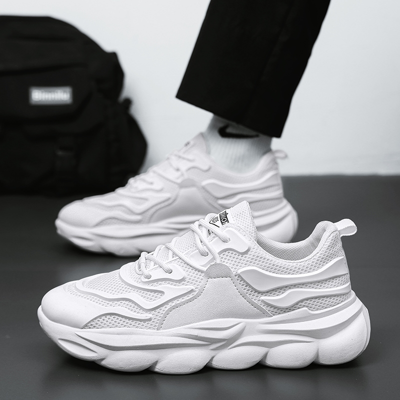 【Venous】2025 รองเท้าผู้ชายสีขาวแบบเป็นกันเอง รองเท้าผู้ชายน้ำหนักเบา รองเท้าผู้ชายแบบตัดต่ำ ยาง รองเท้าผู้ชายแบบสบายๆ