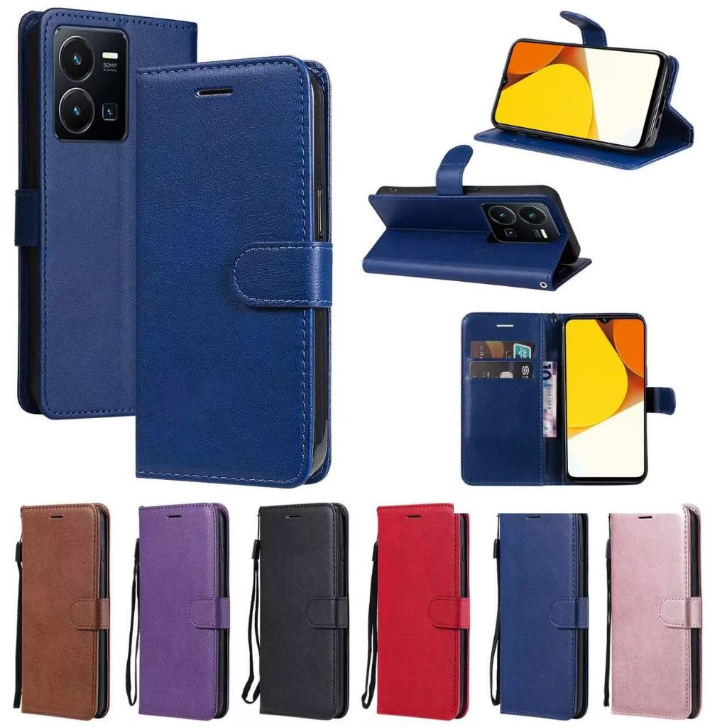 เคส กระเป๋า ฝาพับ กระดุม สำหรับ Y22 Y22S Y35 Y21 Y21T T1X Y33S Y33T Y20 Y20S Y12A Y12S Y15S Y01 Y01A Y76 Y72 Y02S Y16