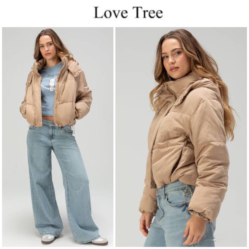 เสื้อฮู้ดกันหนาว bomber puffer jacket   🔹oversize  แบรนด์ 🪅LOVE TREE🪅 (wy1224)