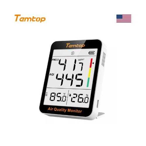 Temtop S1 เครื่องวัดคุณภาพอากาศในอาคาร (PM2.5, AQI, ความชื้น, อุณหภูมิ)