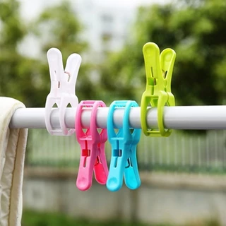 กิ๊บหนีบผ้าตัวใหญ่ แพ็ค 4 ชิ้น แบบพลาสติก ตัวหนีบผ้าจัมโบ้ สีสดใส คละสี H14(120)105 H216-013