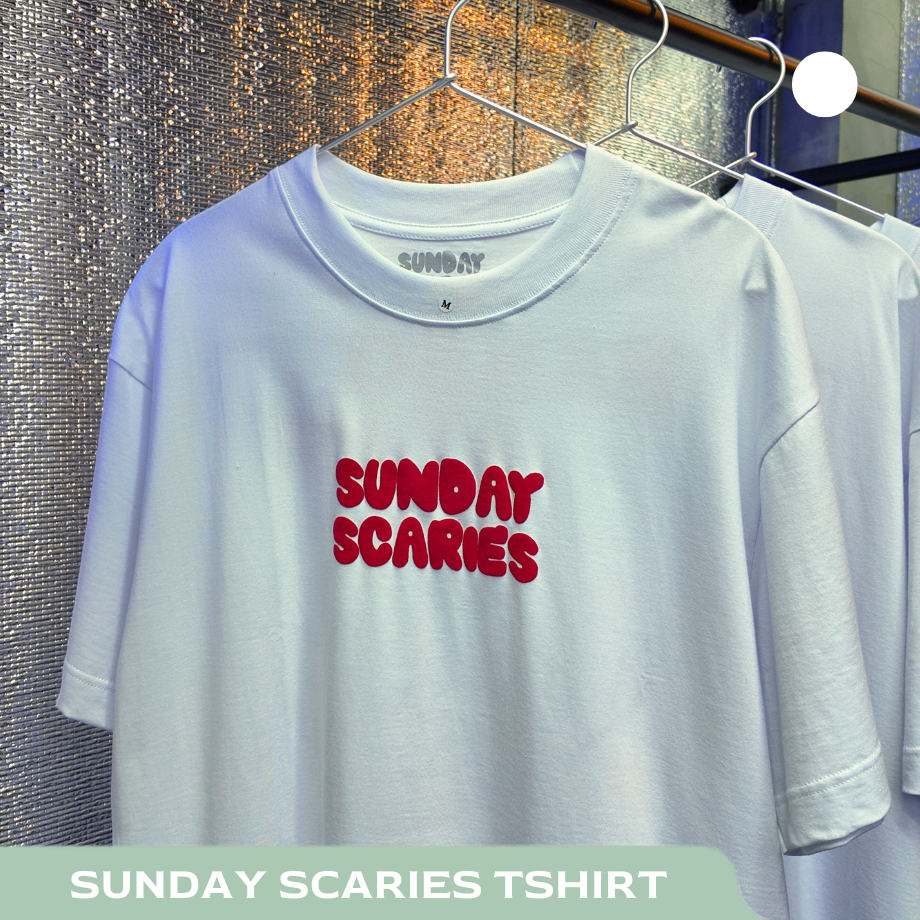 Sunday Scaries T-Shirt – BAKSO AYAM Back Design Bali-based brand tee featuring Indo’s most loved dis