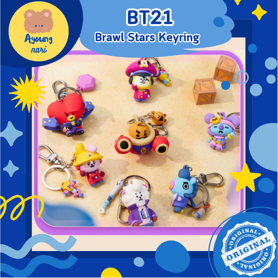 พร้อมส่ง Brawl Stars x BT21 Official Keyring พวงกุญแจ