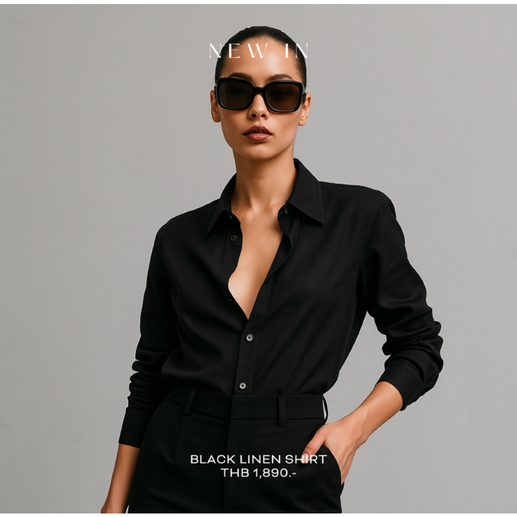 MMCHIC Linen Shirt (Black)