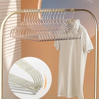 30ชิ้น ไม้แขวนเสื้อ ไม้แขวนผู้ใหญ่ ไม้แขวนเสื้อกันลื่น ขนาด 40*22 cm มีกลิตเตอร์ โปร่งใส ตะขอแสตนเลส