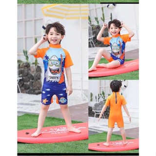 🪐พร้อมส่งด่วน🪐ชุดว่ายน้ำเด็กผู้ชาย ลายปลาฉลาม สบายตัว แห้งเร…