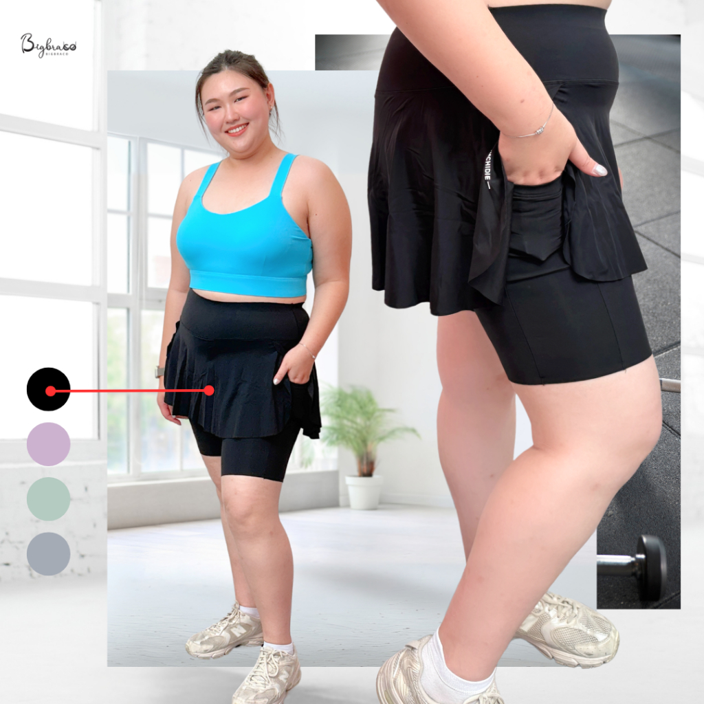 Bigbra365-HI140 (M-4XL)กางเกงทรงกระโปรง เอวสูงกระชับหน้าท้อง ความยาว 3 ส่วนมีกระป๋าข้างลำตัว
