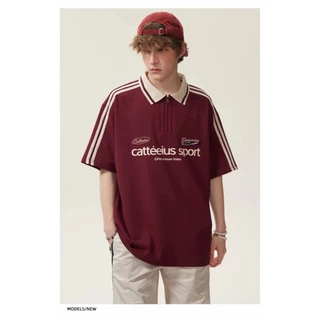 🔥พร้อมส่ง🔥เสื้อยืดโปโล Polo shirt คอปก ทรงหลวม ผู้ชาย ใส่สบาย