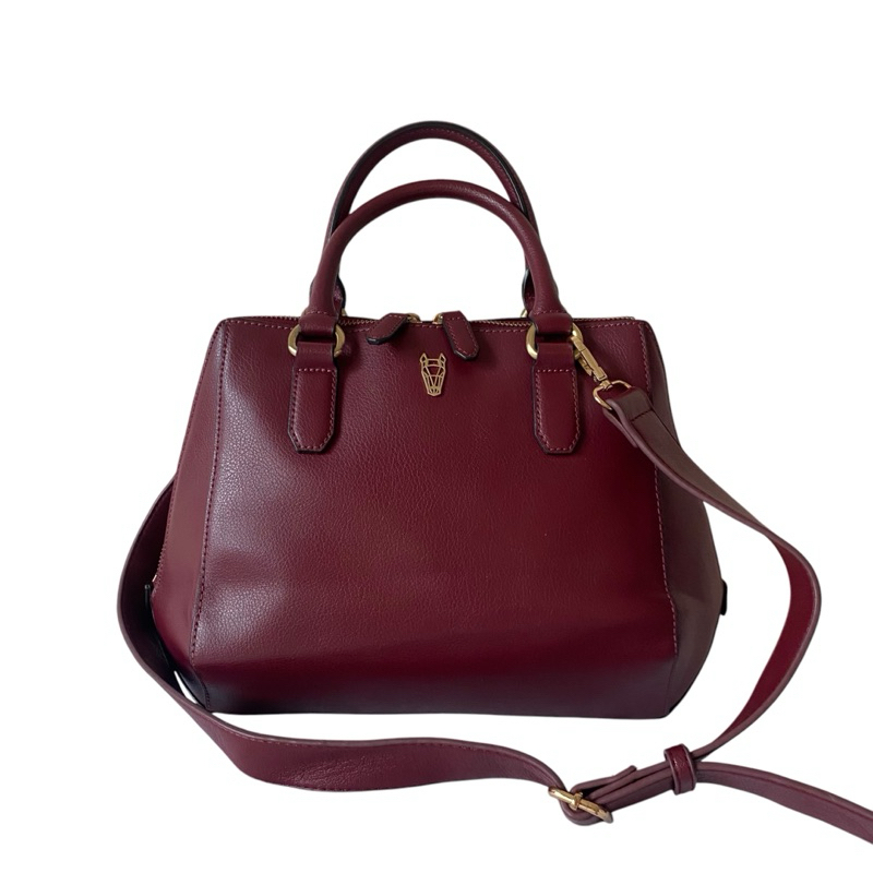 Lapalette กระเป๋าถือหนังแท้สีแดง