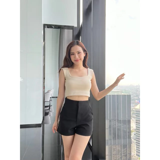 p22 กางเกงขาสั้นผู้หญิง เก็บพุง รุ่นเบสิคซิปหน้า กระชับเข้ารูป