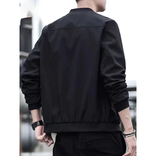 RhymeWrap ผู้ชาย แจ็คเก็ตสไตล์เกาหลี สีดำ/น้ำเงิน/เทา ไซส์ M-5XL ผ้านุ่มสบาย แฟชั่นเทรนด์ล่าสุด Clothing Man