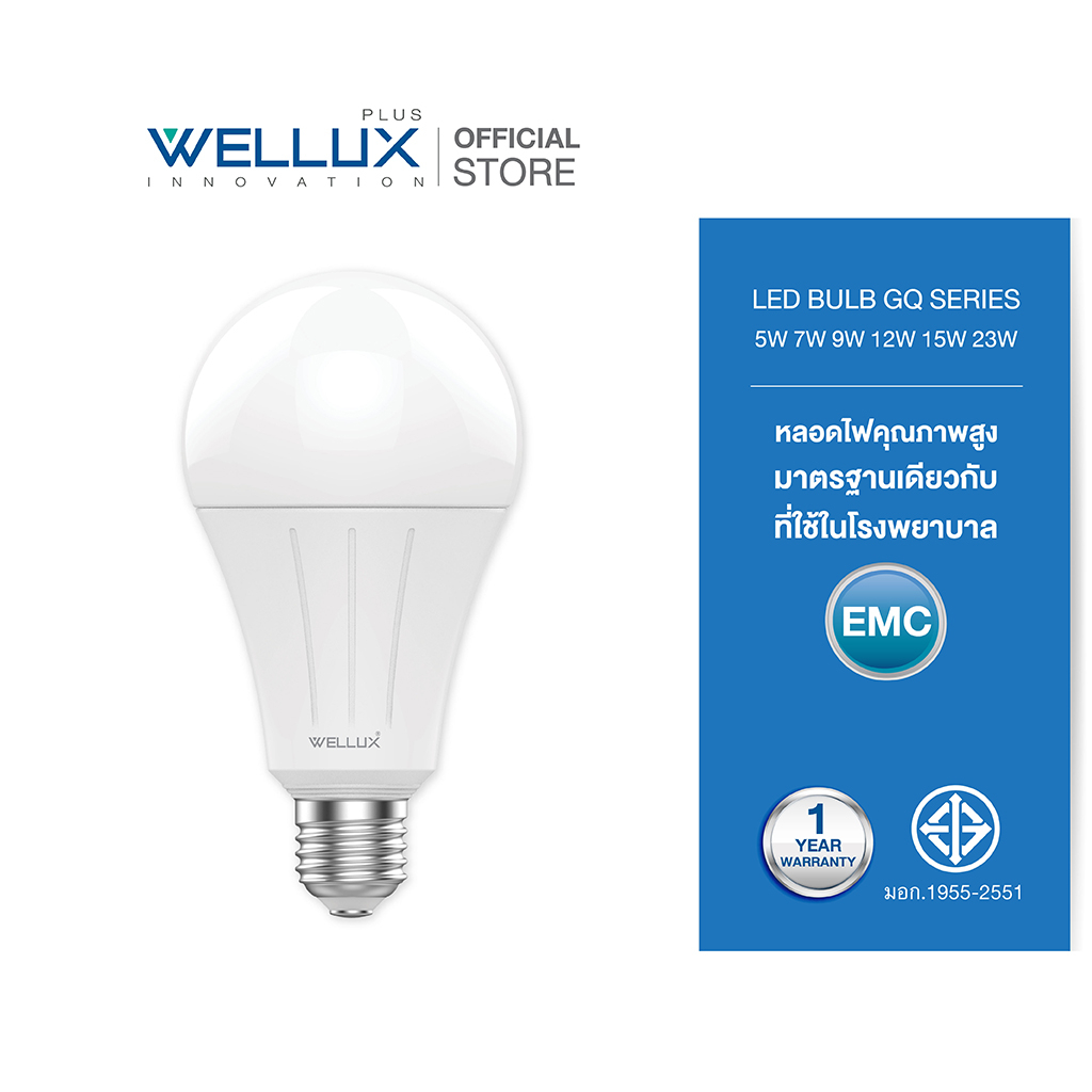 WELLUX หลอดไฟคุณภาพสูง 15W 1350ลูเมน แสงขาว แสงวอร์ม LED BULB GQ SERIES ขั้วE27