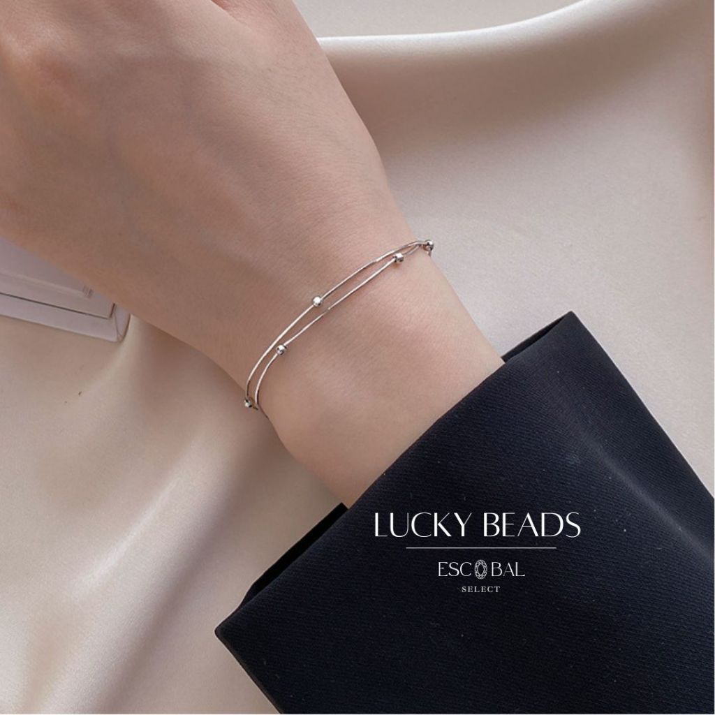 ESCOBAL กําไลเงิน Lucky Beads สร้อยข้อมือเงินแท้ กำไลแฟชั่น สร้อยข้อมือสองชั้น ข้อมือเงิน วาเลนไทน์