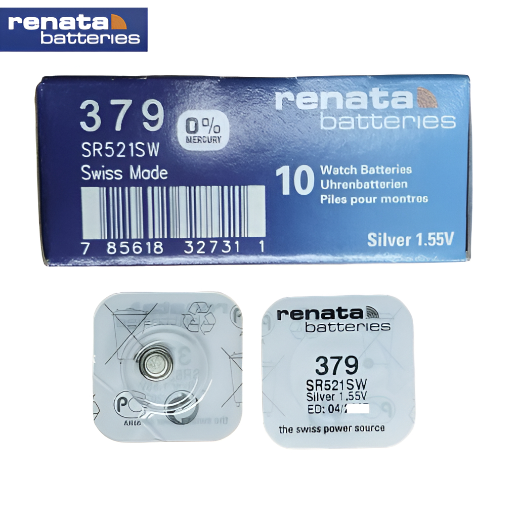 ถ่านนาฬิกา Renata 379 SR521SW ของแท้ Swiss Made 1.55V ถ่านสวิส ถ่านกระดุม ถ่านใหม่ (1 ก้อน) ED.2027