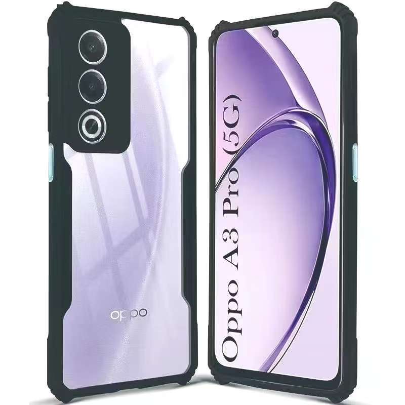 เคสกันกระแทก ขอบสีหลังใส สำหรับ Oppo A3pro