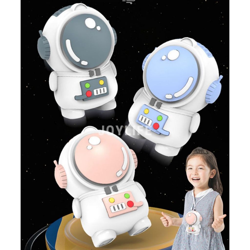 พัดลมห้อยคอนักบินอวกาศ ชาร์จUSB เสียงเงียบ พัดลมคล้องคอ ขนาดเล็ก พกพาสะดวก พัดลมพกพาลมแรง Fan