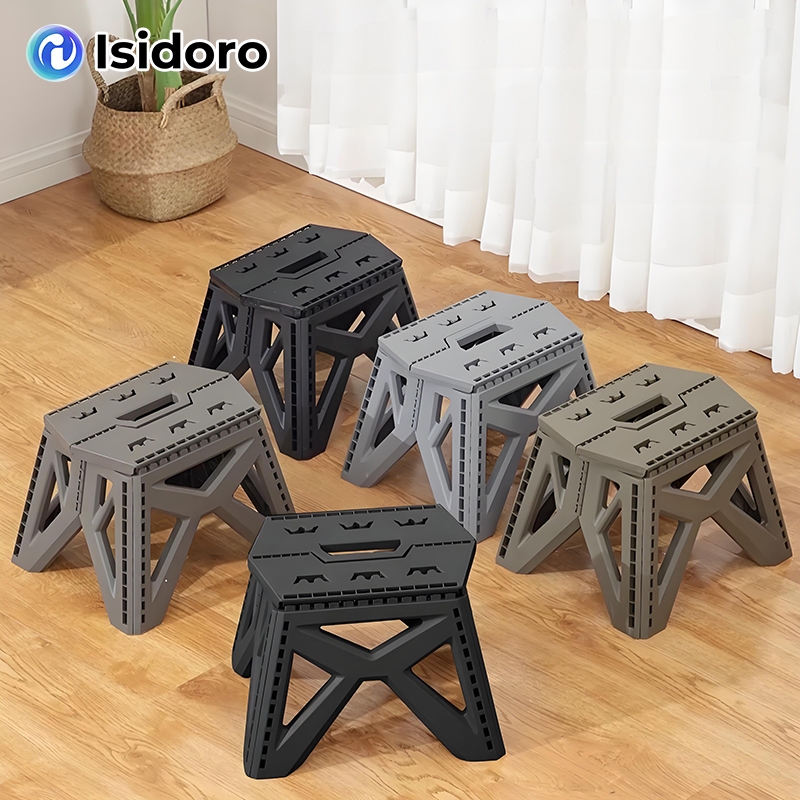 Isidoro เก้าอี้ตกปลา อุจจาระกลางแจ้ง สตูลเหลี่ยม เก้าอี้พับพลาสติกแบบพกพากลางแจ้ กลางแจ้ พับได้ แบบพกพา