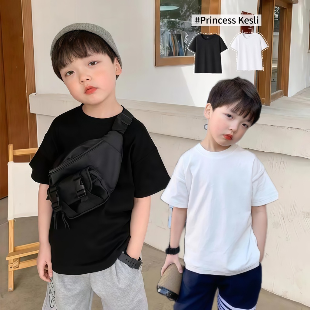 PRINCESS KESLI เสื้อยืดแขนสั้นเด็ก คอกลม สีสดใส ผ้านุ่มๆ ใส่ได้ทั้งเด็กชายหญิง ใส่สบาย ฤดูร้อน