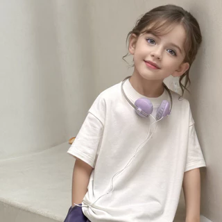 เสื้อยืดเด็กสีพื้น Kids เสื้อยืดเด็ก สไตล์มินิมอลอายุ 2-16ปี แขนสั้น คอกลม ผ้านุ่ม สัมผัสเบาสบาย ไม่ย้วย ไม่หด