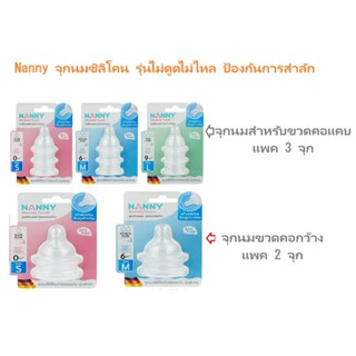 Nanny-จุกนมซิลิโคน สำหรับขวดคอแคบ/คอกว้าง รุ่นไม่ดูดไม่ไหล