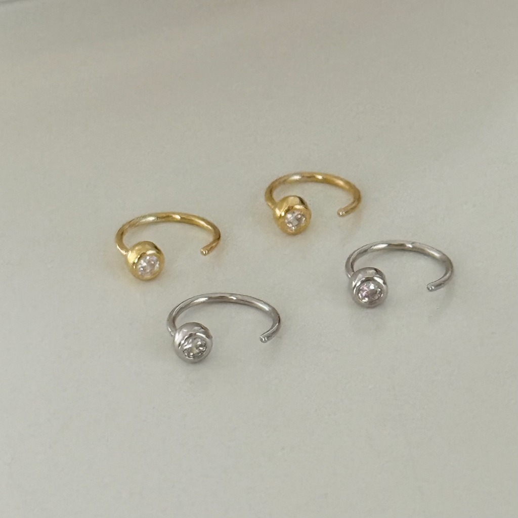 Suwann.na [ราคาต่อคู่] ต่างหู ต่างหูเงินแท้ ต่างหูเกี่ยว เกี่ยวเพชรมีขอบ