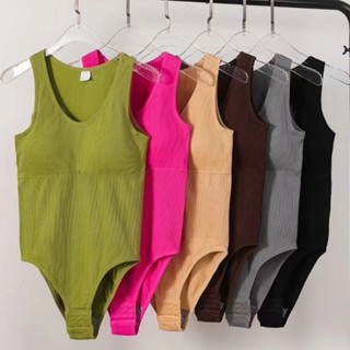 BDY-S9-10 ชุดบอดี้สูท เสื้อกล้ามคอวีปิดหลัง เป้าแกะได้ ผ้าเร…