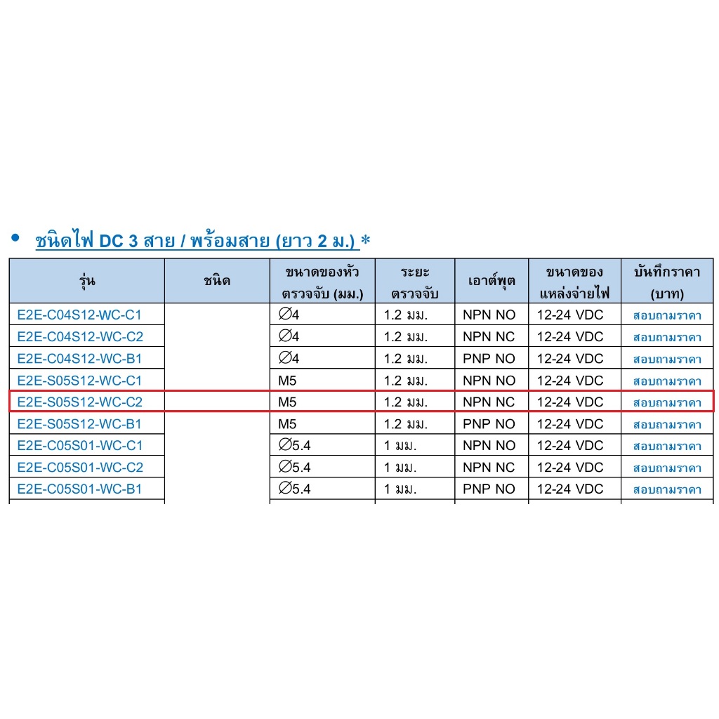 E2E-S05S12-WC-C2 OMRON E2E-S05S12-WC-C2 Inductive Proximity Sensor omron พร็อกซิมิตีเซนเซอร์ e2e