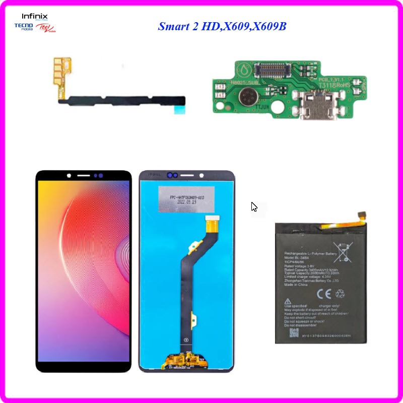 อะไหล่มือถือ infinix Smart 2 HD,X609,X609B,สายแพร/หน้าจอ LCD./แบตเตอรี่(BL-34BX)