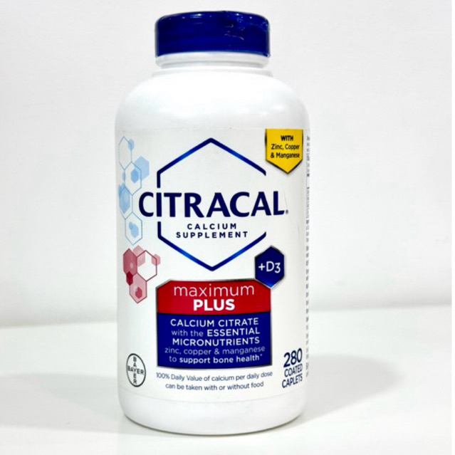 Citracal Maximum Plus Calcium Citrate + D3, 280 Caplets (ขวดขาว)