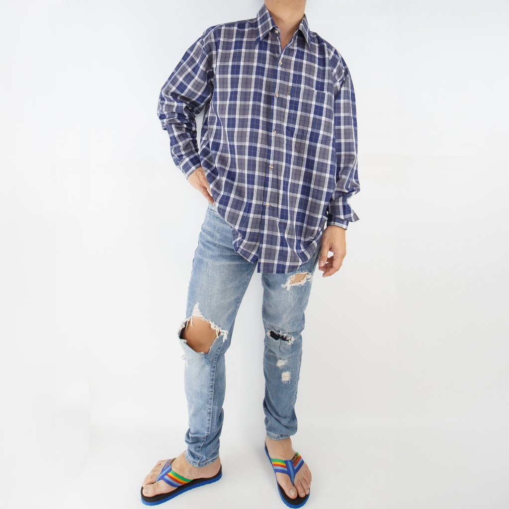 เสื้อลายสก็อตเสื้อใส่ทำงาน ผ้าบางเบา ใส่สบาย คนไทยใส่ตัดอ้อย