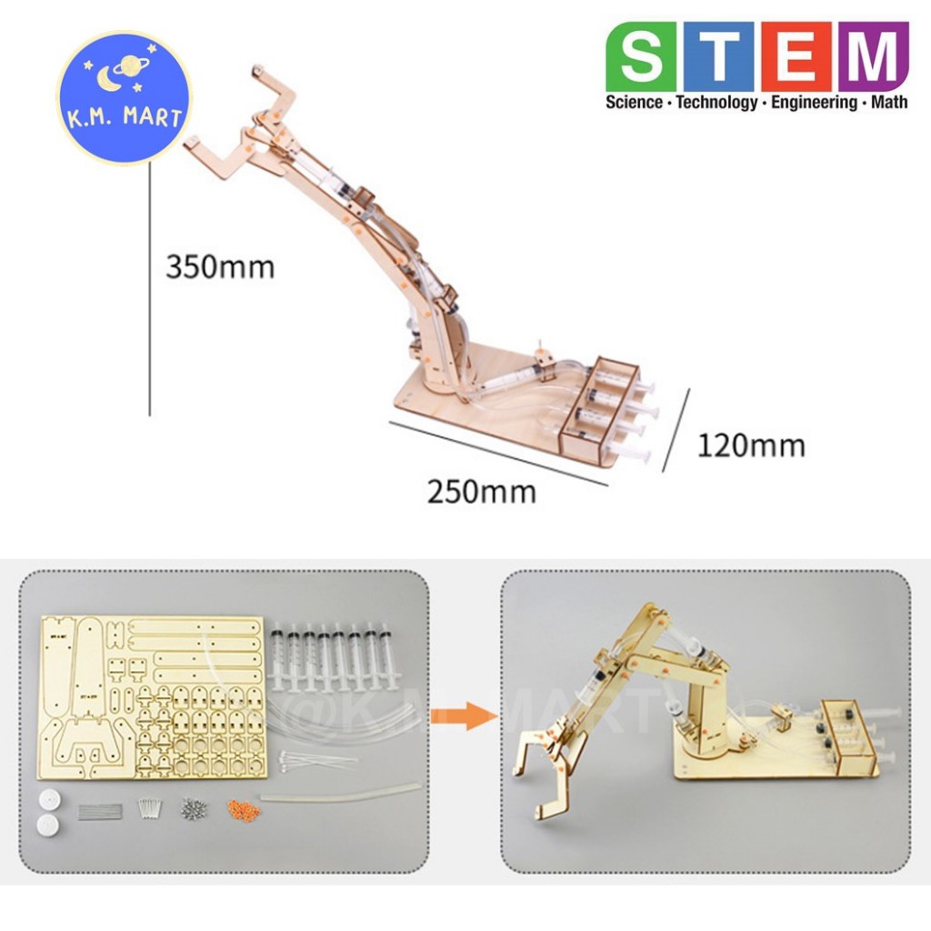 มือจับไฮดรอลิกDIY Hydraulic Robot Arm T-M58 ชุดประกอบไม้ ของเล่นเสริมพัฒนาการ ชุดทดลอง พร้อมส่ง รูปที่ 5