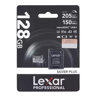 128 GB MICRO SD CARD (ไมโครเอสดีการ์ด) LEXAR PROFESSIONAL SILVER PLUS (LMSSIPL128G)