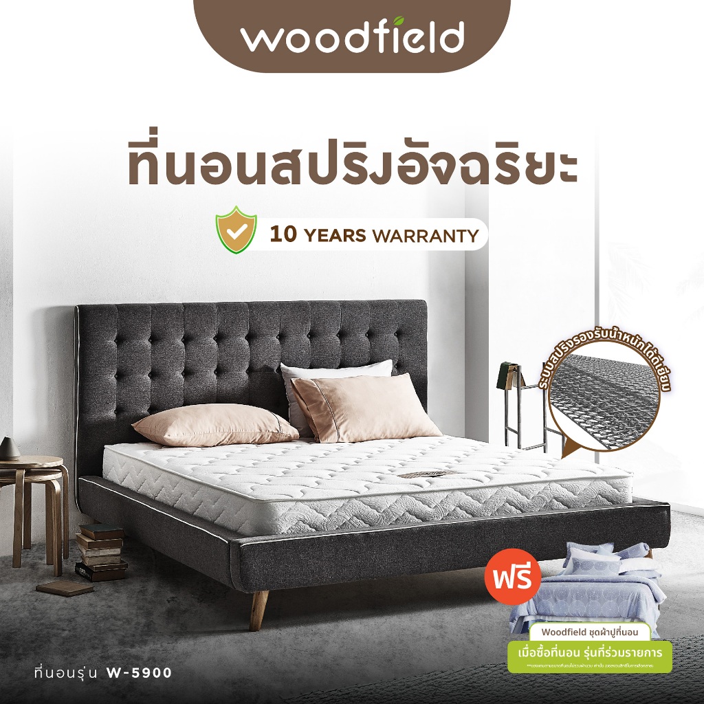 [ฟรี!ชุดผ้าปู] Woodfield ที่นอน (สเปคแน่นสบาย) รุ่น W-5900 หนา 8 นิ้ว