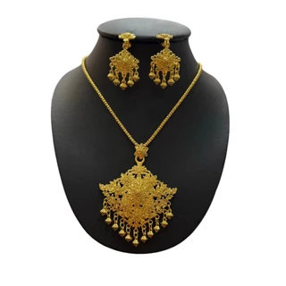Fashion Jewele สร้อยคอยาวจี้เหลี่ยมพร้อมต่างหู ชุดล้านนา เคื่องประดับชุดไทย