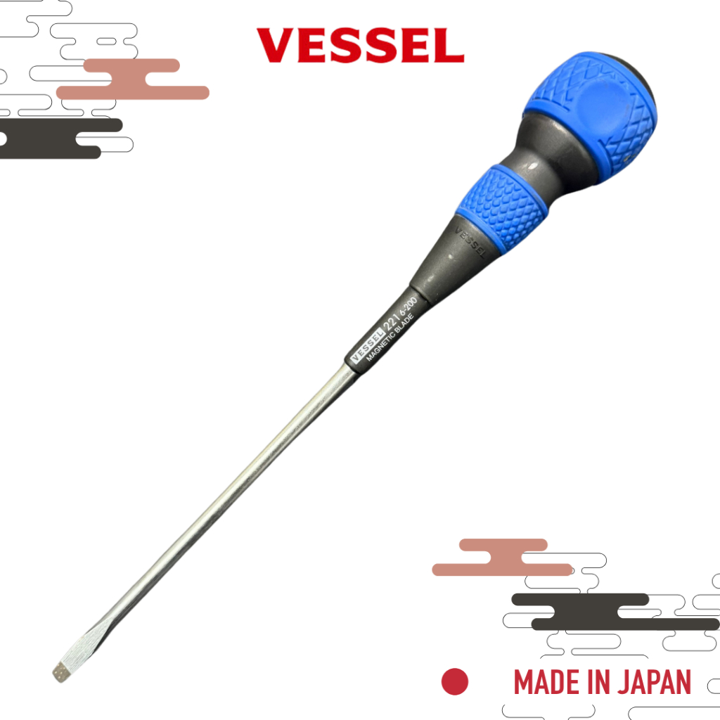 VESSEL ไขควงหัวบอล Magnetic Blade แบบแบน -6x200 No.221(สินค้าเก่า)
