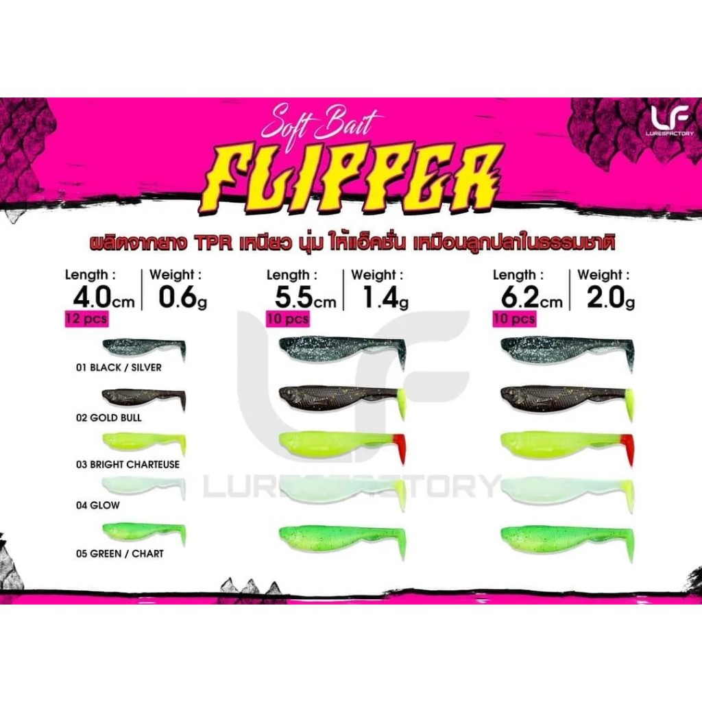 ปลายาง Lure Factory (LF) รุ่น FLIPPER