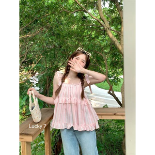 BY IRA Tingerbelle Tank Top (915/23036) สายเดี่ยวลายสก็อต ดีเทลยางยืดรอบอก สายสามารถมัดได้ตามสไตล์ เหมาะกับทุกสายแค้ม