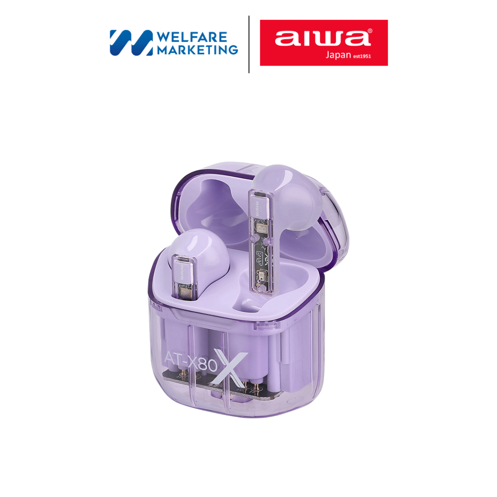 AIWA AT-X80X TWS Bluetooth Earphones หูฟังไร้สายแบบอินเอียร์ กันน้ำระดับ IPX5 Low Latency (ENC)