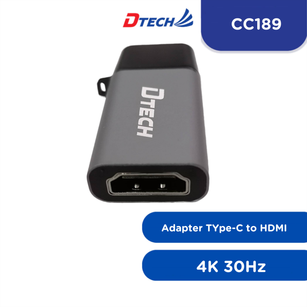 Dtech รุ่น CC190 หัวแปลงTYPE C/ตัวผู้ แปลงสัญญาณออกเป็นพอร์ต HDMI/ตัวเมีย Adapter TYpe-C to HDMI 4K 30Hz