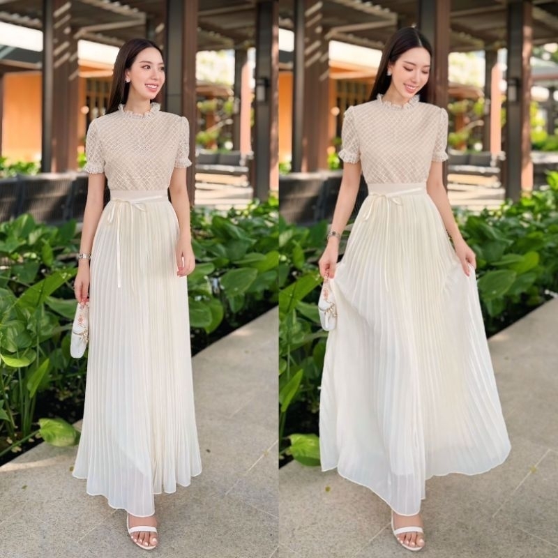 shimmer / พร้อมส่ง ชุดใส่งานบวชงานบุญสีครีม