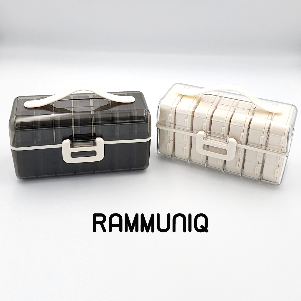 สินค้าใหม่! กล่องเก็บยา 7 วันสีขาว ดำ กล่องเก็บของอเนกประสงค์