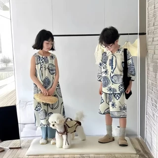 Beryl kids🌸เสื้อผ้าเด็กพี่ชายและน้องสาวฤดูร้อน🎀เสื้อเชิ้ตกางเกงขาสั้น ชุดดอกไม้สไตล์เกาหลี เดรสเด็กผู้หญิงลำลองและแฟชั่น