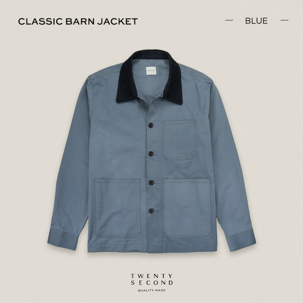 TWENTYSECOND เสื้อแจ็คเก็ตผ้าคอตต้อนทวิล รุ่น Classic Barn Jacket - ฟ้า / Blue