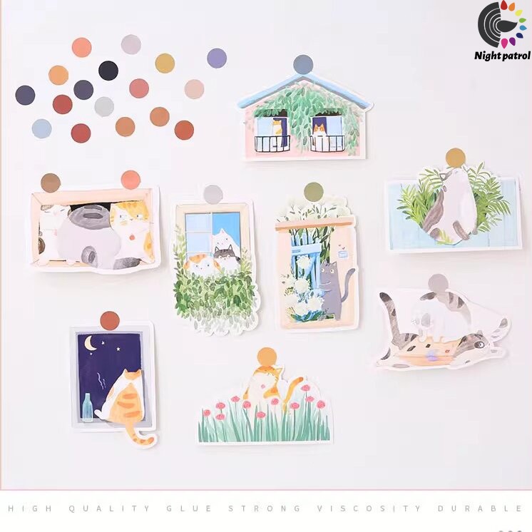 สติ๊กเกอร์วงกลม ลายจุด สติ๊กเกอร์ไดคัทจุดสี DIY ติดถุงเบเกอรี่ ถุงของขวัญ ตกแต่งสมุด น่ารัก Sticker Pastel