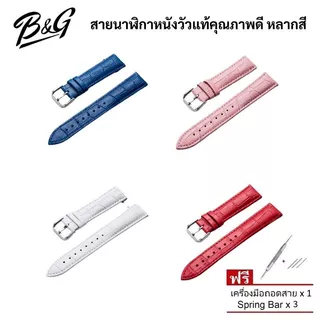 สายนาฬิกาหนังวัวแท้คุณภาพดี หลากสี แถมฟรี เครื่องมือถอดสายและสปริงบาร์ (สินค้าส่งไวพร้อมส่งจากไทย)