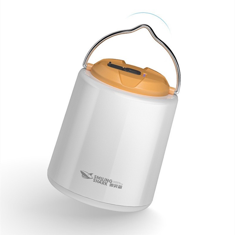 Smiling Shark Warm White Retro Outdoor Camping Light, LED กันน้ำ, ไฟตั้งแคมป์แบบพกพา, ชาร์จ USB, ลดแสง 3 ระดับ