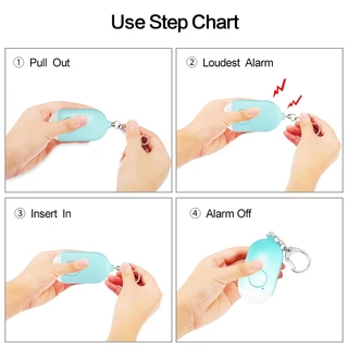 Tsuki พวงกุญแจเตือนภัย พวงกุญแจ SOS Person Security Emergency Self Defense Keychain LED Flashlight Alarm เตือนภัย